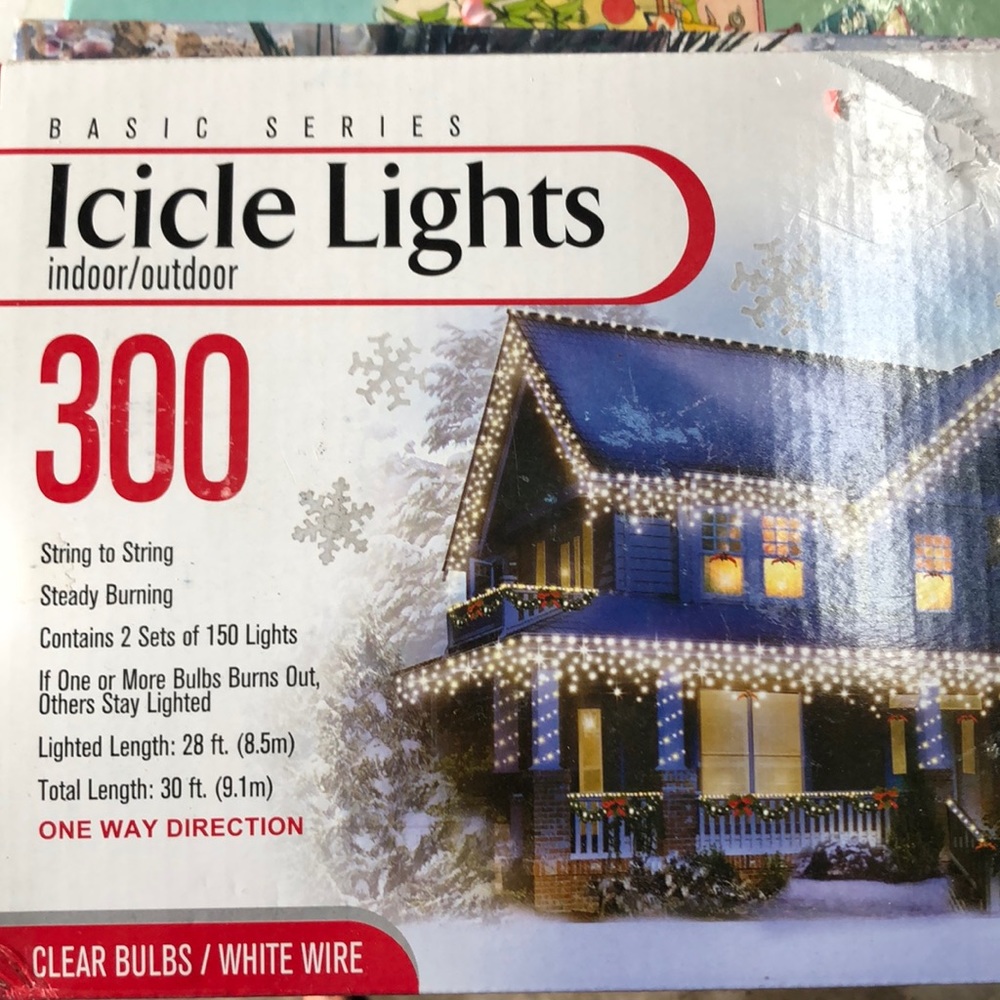300 icicle lights for Christmas or partys